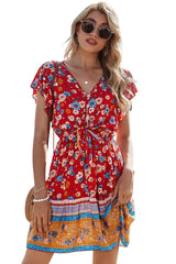 Spring Clothes V-neck Printing Dress Women - worthwears