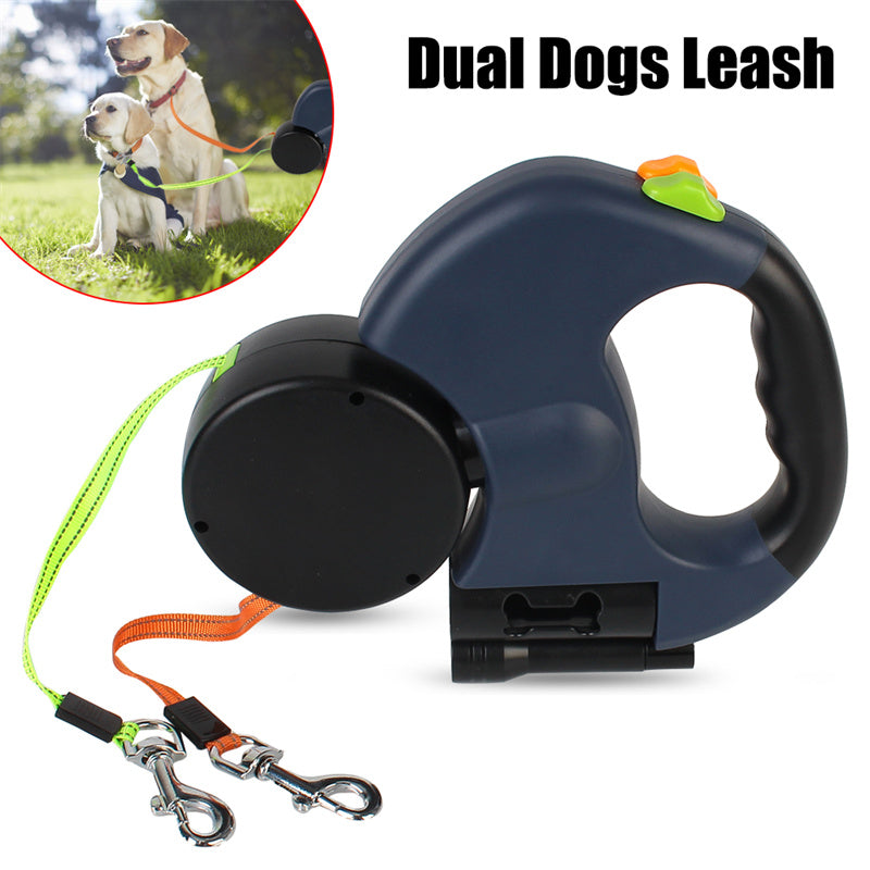 3m Retractable Dog Leash For Small Dogs Reflective Dual Pet Leash Lead 360 Swivel No Tangle Double Dog Walking Leash With Lights Pet Products - worthwears