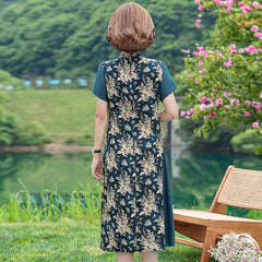 Women - worthwearss Clothes Summer New Cloud Brocade Improved Cheongsam Skirt - worthwears