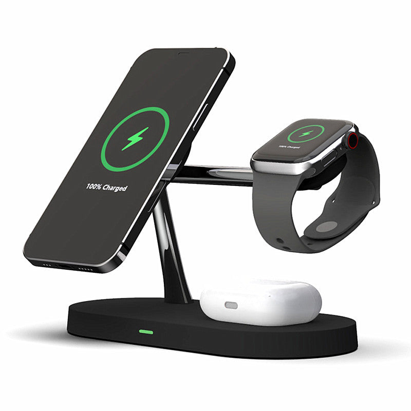 Multifunctional Five-In-One Magnetic Wireless Charging Watch Headset Desktop Mobile Phone Holder Charger 15W Fast Charge - worthwears