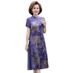 Women - worthwearss Clothes Summer New Cloud Brocade Improved Cheongsam Skirt - worthwears