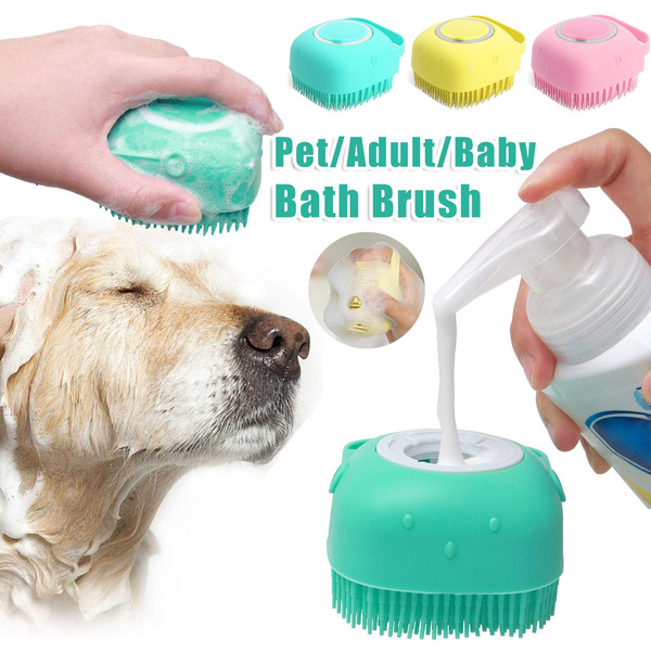 Silicone Dog Bath Massage Gloves Brush Pet Cat Bathroom Cleaning Tool Comb Brush For Dog Can Pour Shampoo Dog Grooming Supplies - worthwears