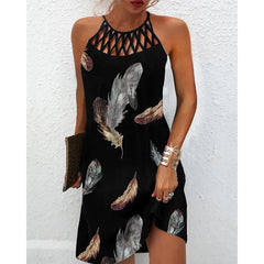 Fashion Print Dress Casual Halterneck Dresses For Women Summer Clothes - worthwears