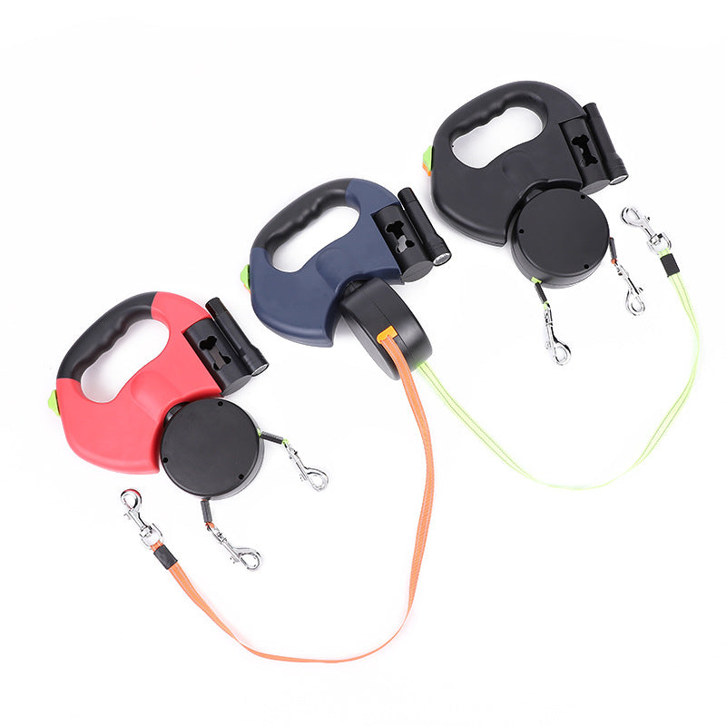 3m Retractable Dog Leash For Small Dogs Reflective Dual Pet Leash Lead 360 Swivel No Tangle Double Dog Walking Leash With Lights Pet Products - worthwears