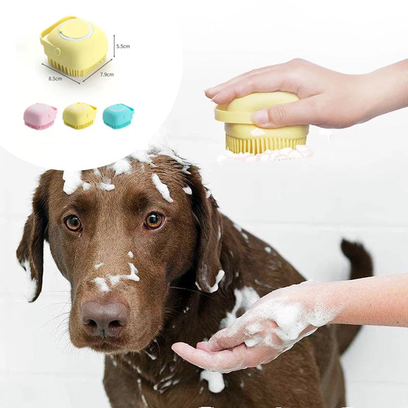 Silicone Dog Bath Massage Gloves Brush Pet Cat Bathroom Cleaning Tool Comb Brush For Dog Can Pour Shampoo Dog Grooming Supplies - worthwears