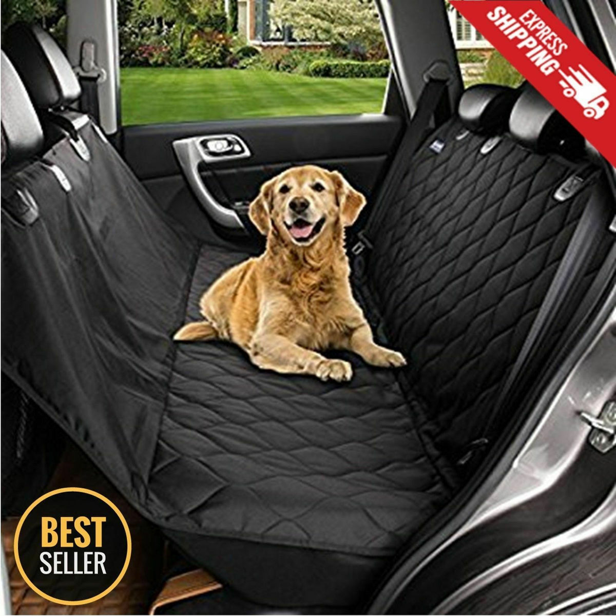 Seat Cover Rear Back Car Pet Dog Travel Waterproof Bench Protector Luxury -Black - worthwears