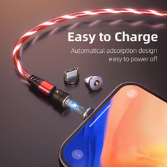 540 Rotate Luminous Magnetic Cable 3A Fast Charging Mobile Phone Charge Cable For LED Micro USB Type C For I Phone Cable - worthwears