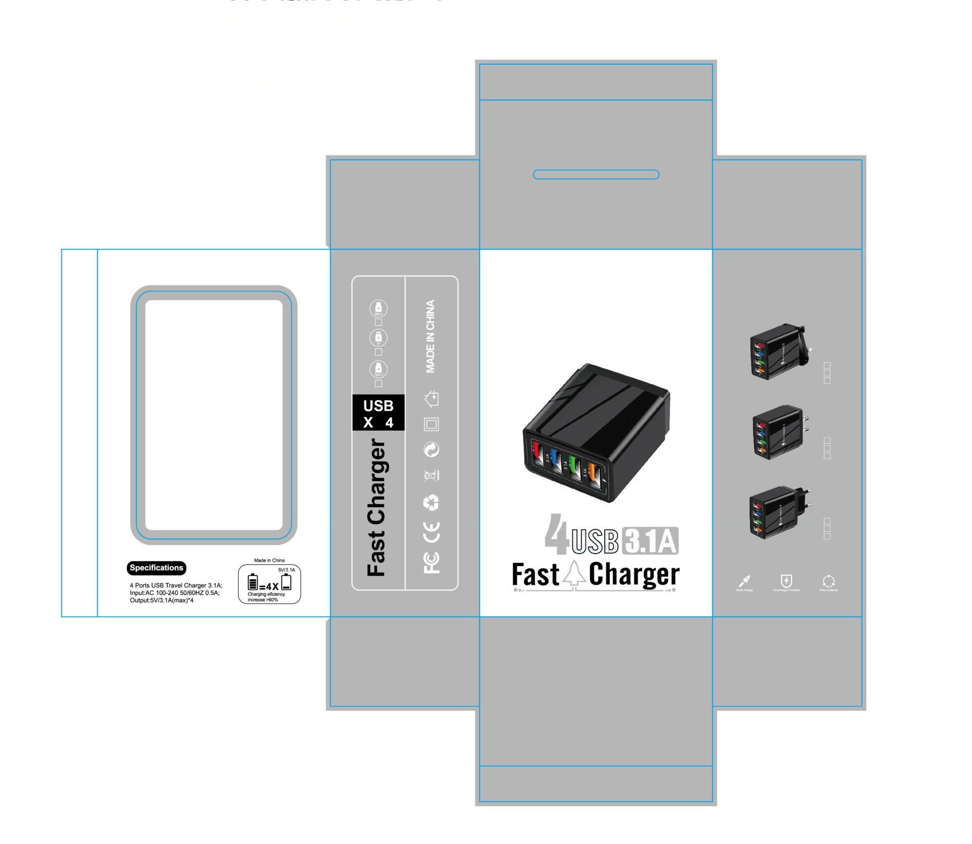 USB Charger Quick Charge 3.0 4 Ports Phone Adapter For Huawei IPhone 12 Tablet Portable Wall Mobile Charger Fast Charger - worthwears